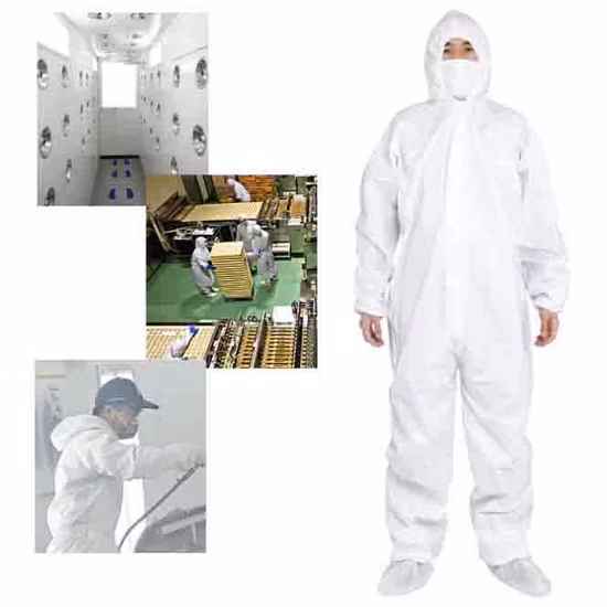 Blanco 50PCS por el cartón M, L, XL, XXL, Xxxl, Xxxxl Protección SMS Hazmat Traje protector químico